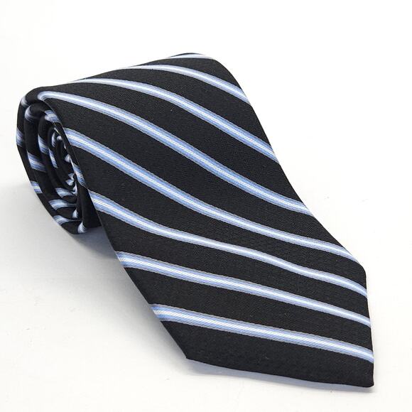 Brooks Brothers 346 Silk Tie Repp Stripe Black Preppy Academia Office USA EUC - Picture 1 of 4
